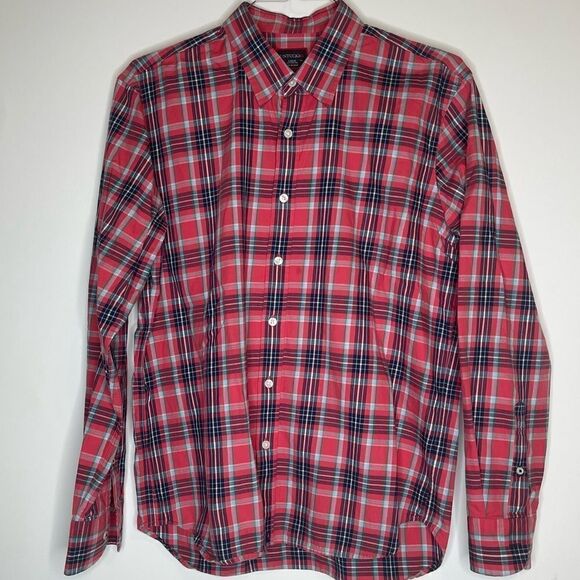 UNTUCKit Red-Navy-White Plaid Long Sleeve button down shirt in Size Large - Picture 6 of 6
